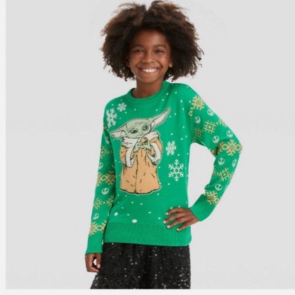 Disney Other - Disney 100 Star Wars Christmas
Sweater Grogu Baby Yoda Mandalorian
Winter Kids